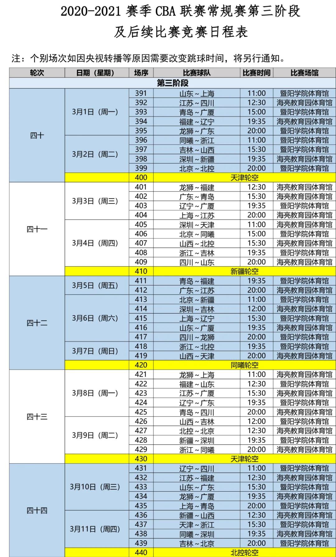 2021年cba季后赛赛程安排(前先看cba比赛安排时间)