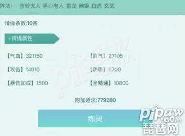 诛仙手游金铃夫人情缘炼灵搭配 怎么组合道法高？