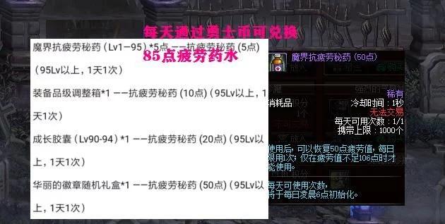 DNF：勇士币获取攻略，300点券换100个勇士币，可兑换85点疲劳药