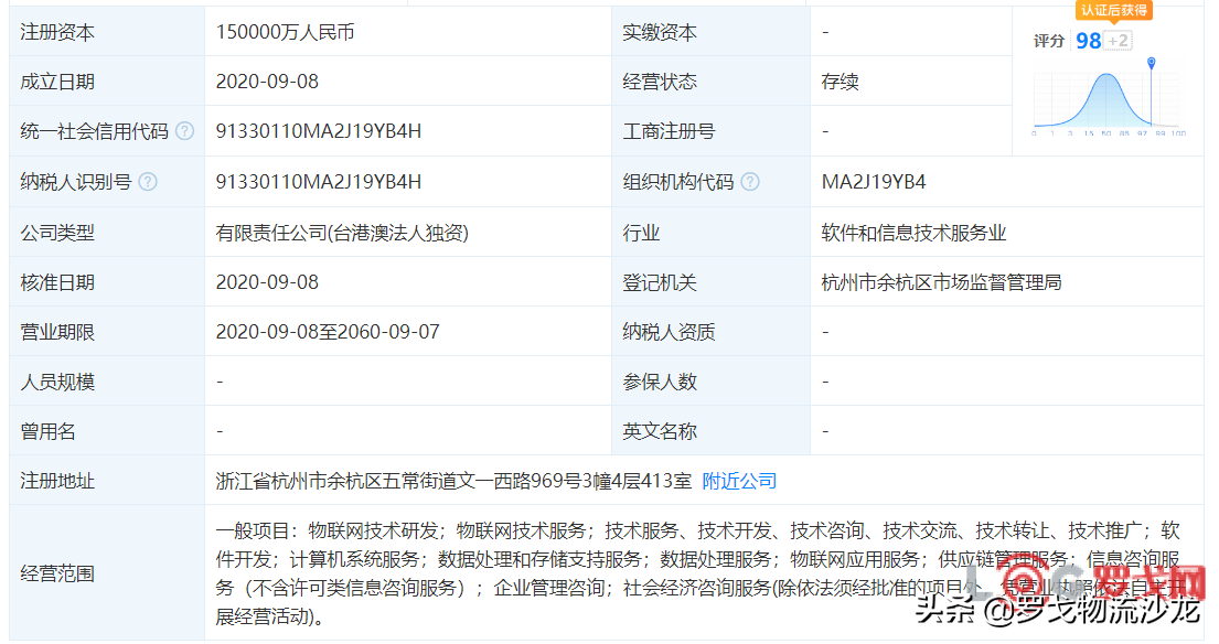 菜鸟斥资15亿元成立物联网技术公司