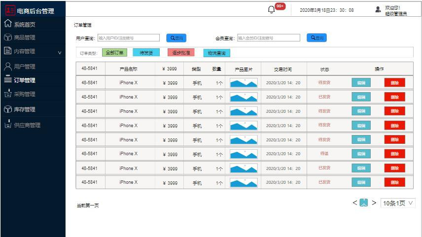 需求文档：自营电商后台管理系统