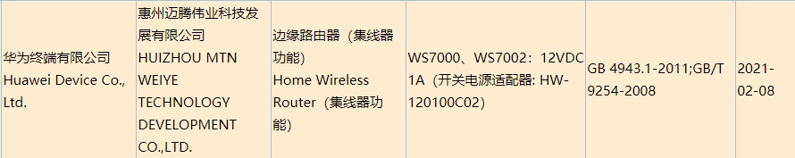 华为多款路由器新品曝光：含电力猫，电源功率 91W