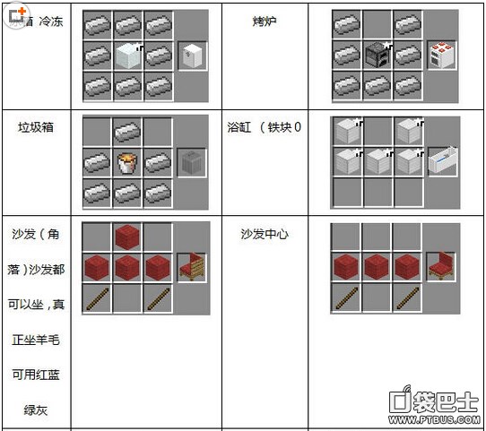 我的世界别墅家具大全 别墅家具合成表攻略