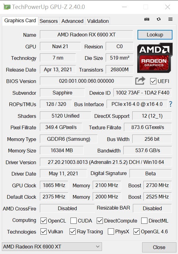 蓝宝石RX 6900 XT毒药评测 传说现身综合提升14%