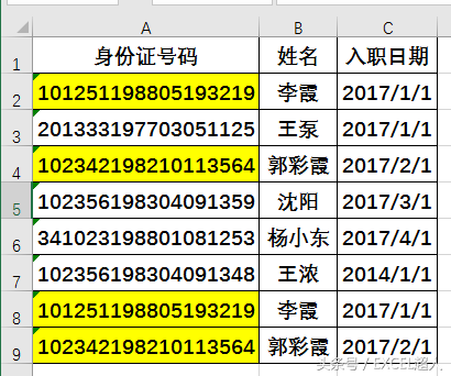 EXCEL庞大数据中，如何让重复数据“加色”？