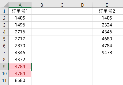 Excel中自身重复的两列数据核对技巧