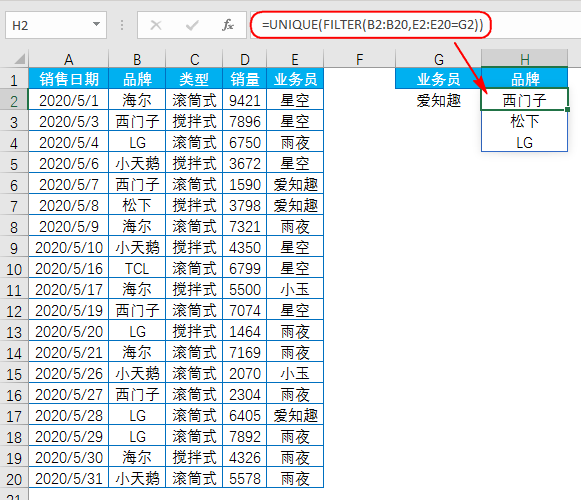 提取不重复数据只需一个函数