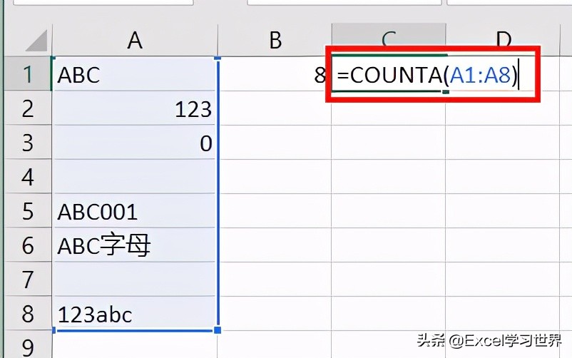 罕见知识点 – Excel 参数这样用，才能算出区域内文本单元格的数量