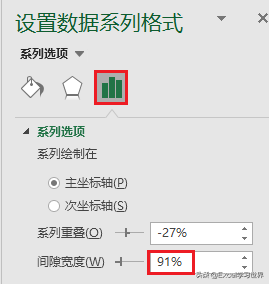 给 Excel 柱形图加上等同于落差长度的箭头，表示涨跌