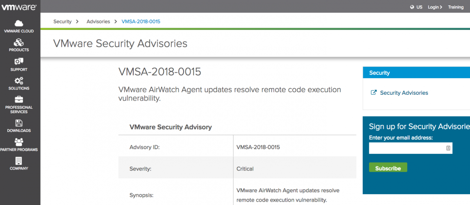 快更新！VMware AirWatch Agent曝出远端程式码执行漏洞