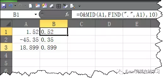 excel巧妙的提取小数部分