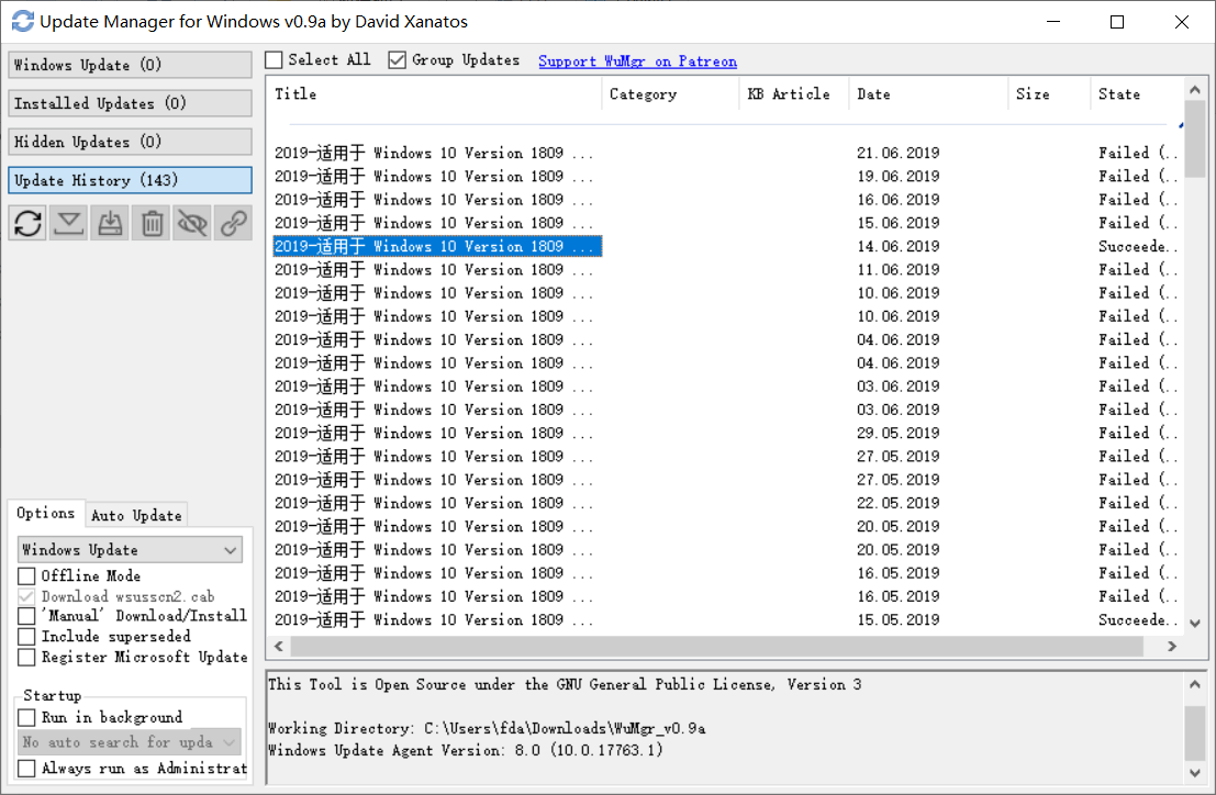 远离Win10强制更新，用WuMgr软件，可以手动安装Win10更新