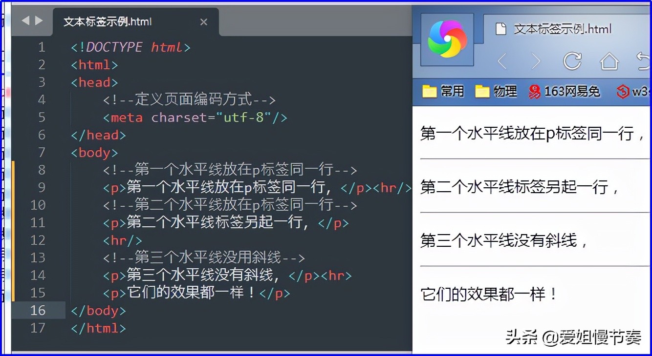 HTML学习笔记（4）HTML文件的常用文本标签用法和显示效果