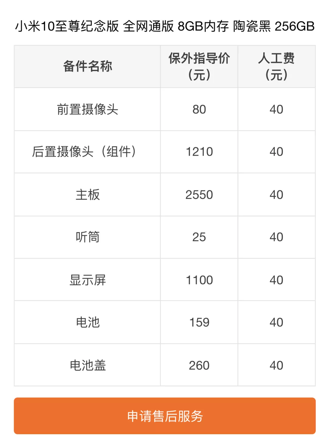 小技巧：查询小米手机的维修价格