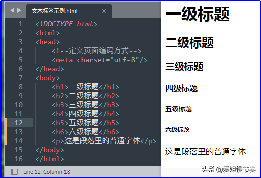 HTML学习笔记（4）HTML文件的常用文本标签用法和显示效果