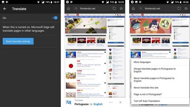 Android版Edge浏览器更新 支持网页翻译