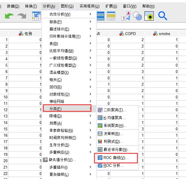 SPSS多指标的ROC曲线分析使用教程