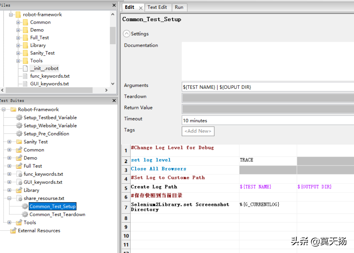 Robotframework环境搭建之Test Setup & Teardown