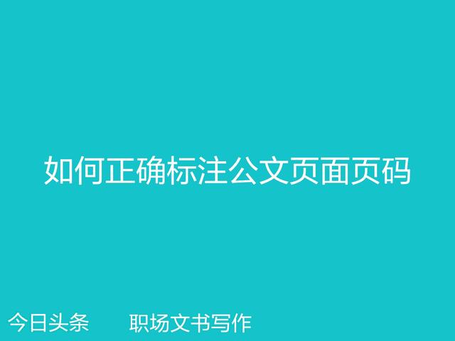 如何正确标注公文页面页码