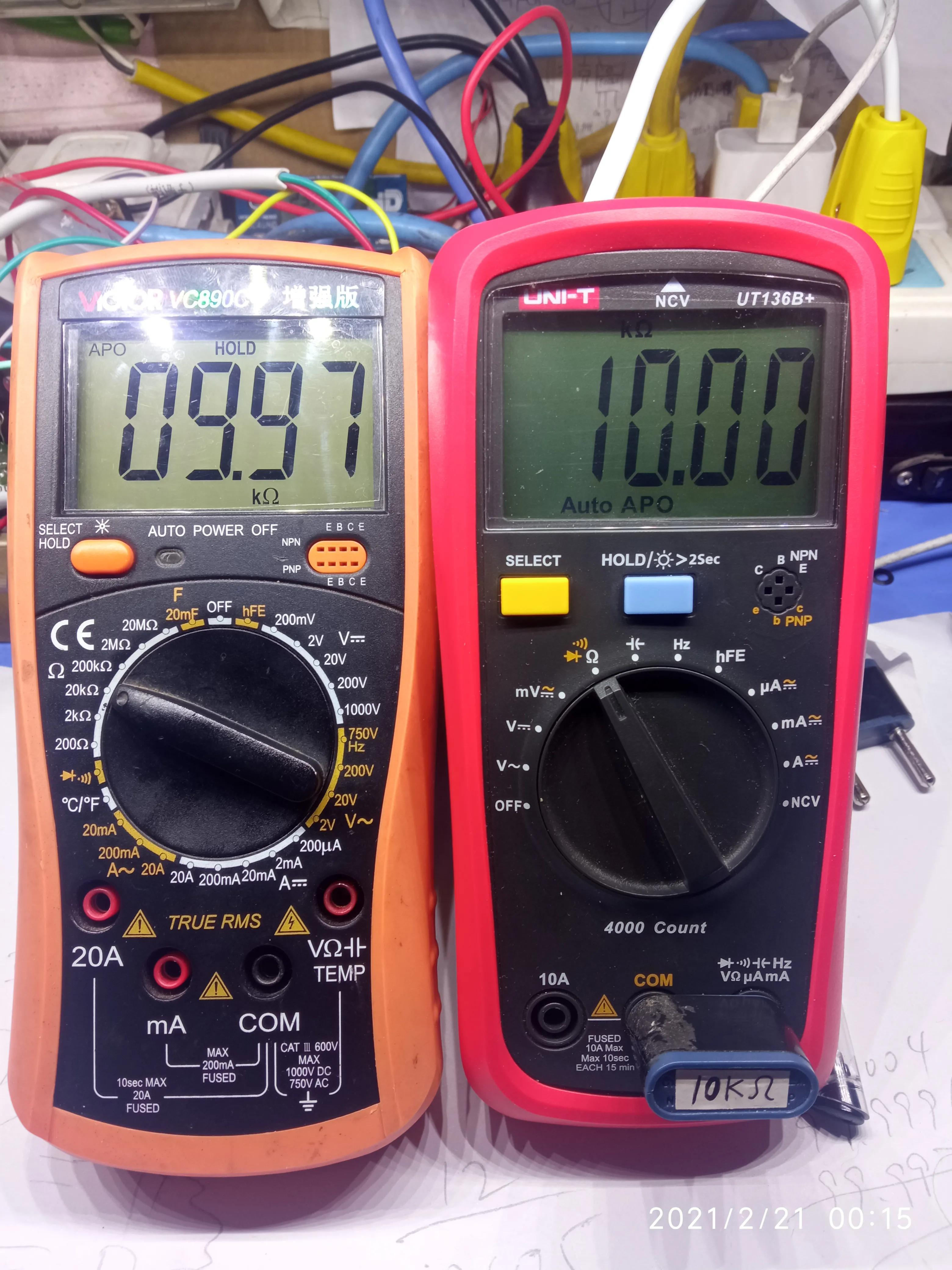 百元内万用表胜利VC890C+和优利德UT136B+对比测评