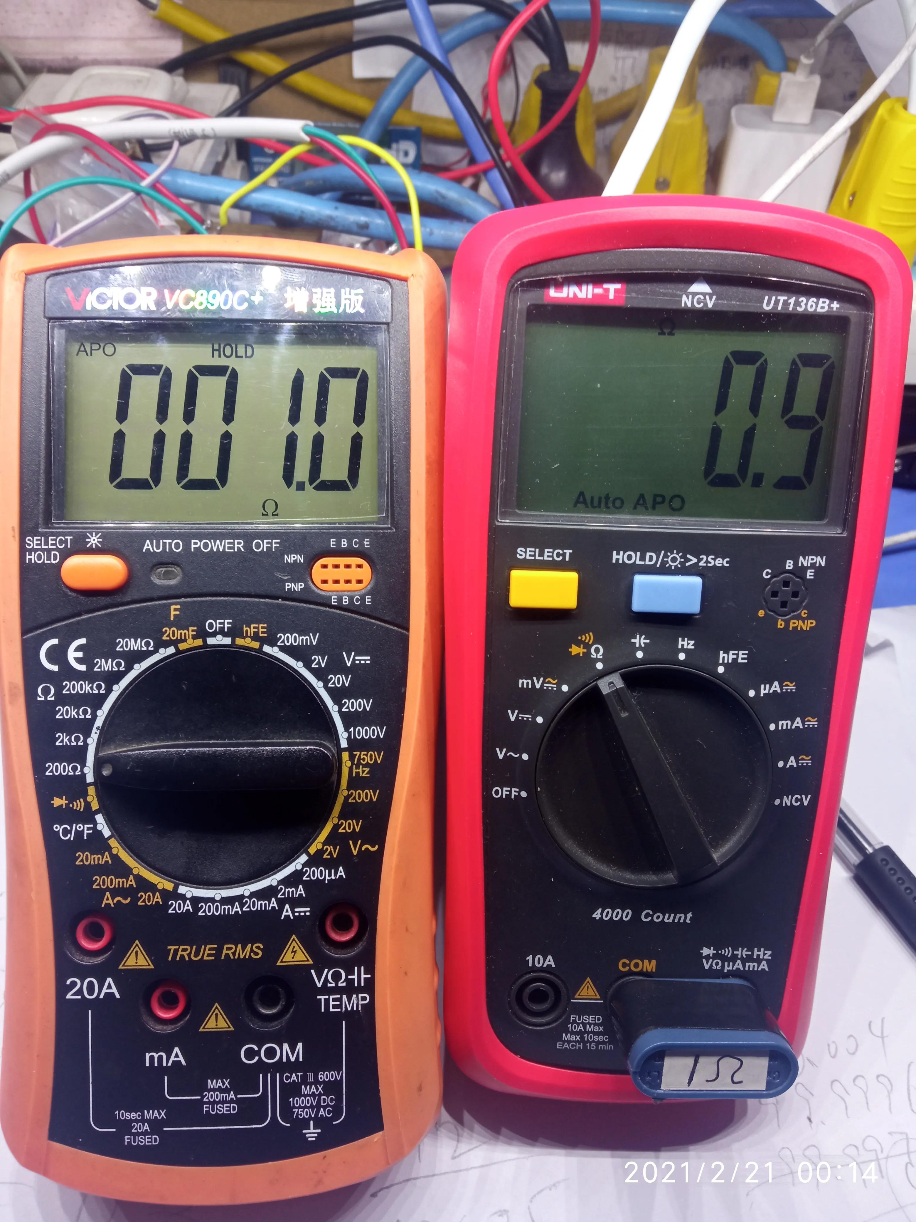 百元内万用表胜利VC890C+和优利德UT136B+对比测评