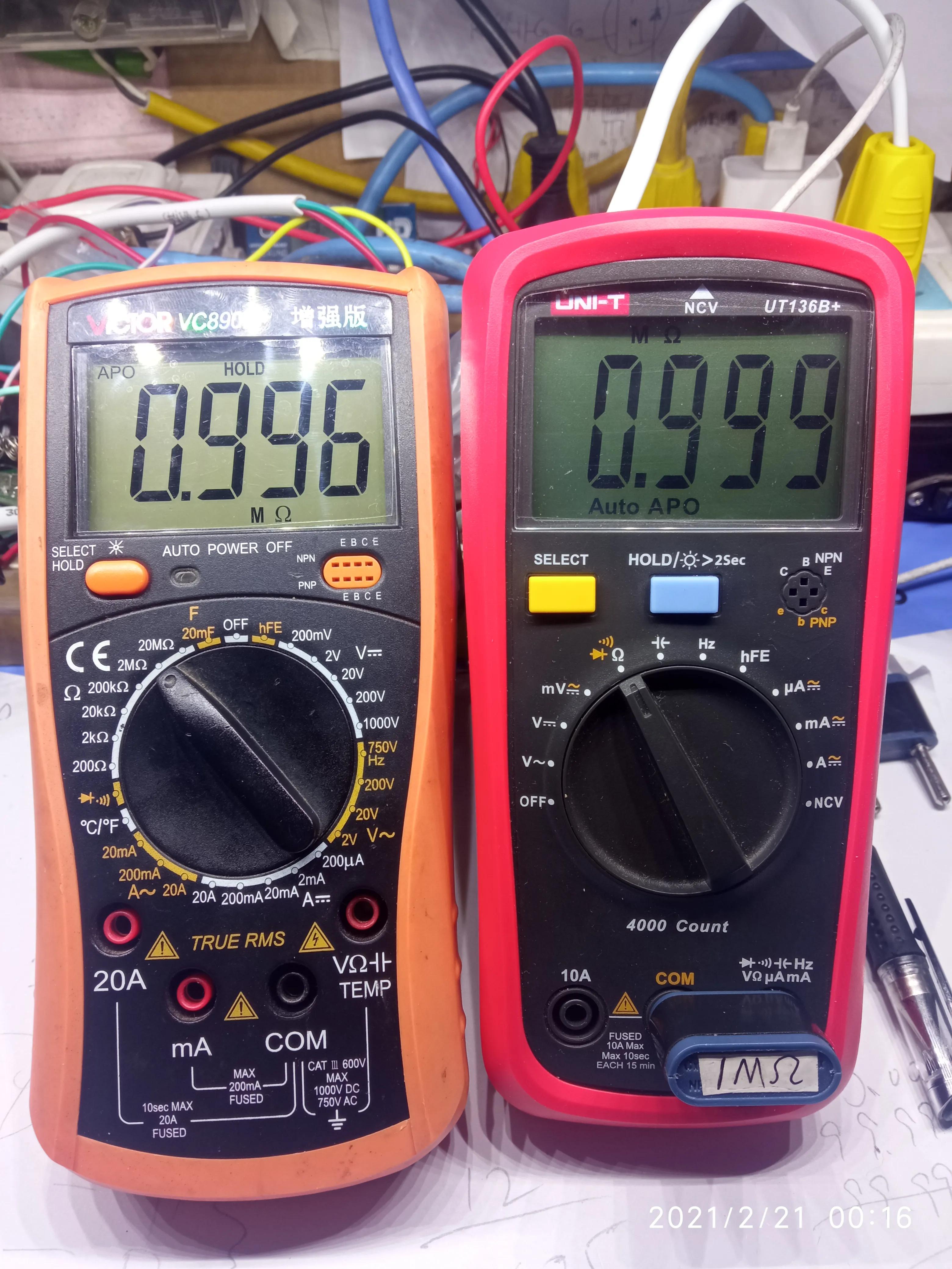 百元内万用表胜利VC890C+和优利德UT136B+对比测评